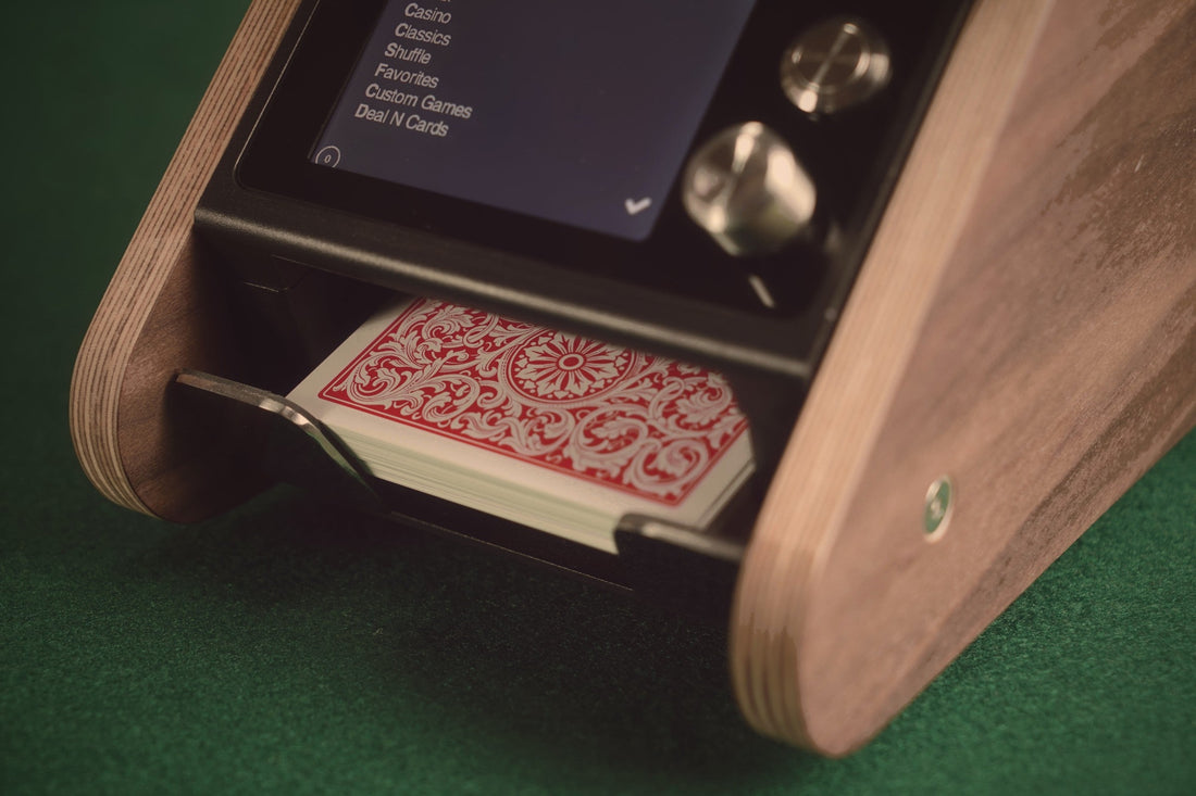 A deck placed in LeShuffler's loading tray